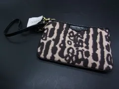 ■美品■ COACH コーチ ナイロンキャンバス×パテントレザー ポーチ 小物入れ マルチケース  ブラウン系×ブラック系 DH2993