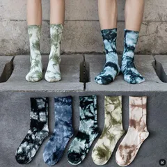 セット メンズ 即購入OK スポーツソックス 5足組 靴下 タイダイ染め ソックス hyxz78