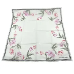 HANAE MORI　ハナエ モリ ハンカチ　スカーフ　花　フラワー　オフホワイト　コットン