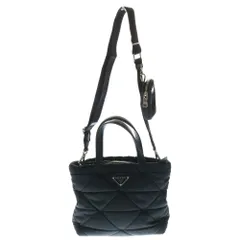 PRADA (プラダ) Re-Nylon リナイロン トライアングルロゴ パデット 2WAY キルティングハンドバッグ ショルダーバッグ ブラック レディース 1BG373