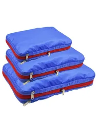 トラベルポーチ 圧縮 バッグ 衣類 圧縮袋 旅行 便利グッズ 旅行用袋 スペース節約 衣類仕分け (中, ブルー) [ブルー] [中]