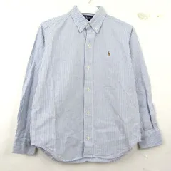 ラルフローレン 長袖シャツ ストライプ柄 ポニーロゴ トップス キッズ 男の子用 7サイズ ブルー×ホワイト RALPH LAUREN 【中古】のサムネイル