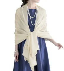 [アウニイ] 大判 パーティー ストール ショール マフラー 秋 冬 結婚式 レディース お呼ばれ パーティ 二次会 ３タイプ 冷房対策 クリスマス ギフト ホワイト 白 単色 無地 フォーマル 肩掛け ベージュ 羽織もの 069  [アイボリー / 069]