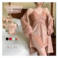 ベロア パジャマ レディース 2点セット キャミワンピ ルームウェア ベロアパジャマ ネグリジェ ワンピース ナイトウェア 寝巻き ゆったり なめらか 柔らか セクシー Vネック 刺繍 可愛い おしゃれ xzxiaoyun221