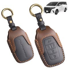 [TatkDIY] アルファード ヴェルファイア 30系 40系 専用スマートキーケース キーカバー キーホルダー カスタムアクセサリーパーツ 新型本革 ロゴ付 キズ防止 落下防止 アルファード 5ボタンブラック