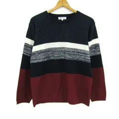 ザショップティーケー セーター トップス 長袖 クルーネック ニット ボーダー柄 メンズ Lサイズ 紺×エンジ×白 THE SHOP TK 【中古】