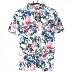 ★値下げ★【超美品】キャロウェイ 半袖ポロシャツ ネイビー×ピンク 花柄  メンズ M ゴルフウェア Callaway