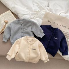 【即納】新品 Bonitoロゴ刺繍裏起毛スウェットカーディガンアウター韓国子供服