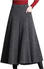 エムエルーセ ミモレ丈 Aライン ワイドパンツ ガウチョ ロング キュロット きれいめ 秋 冬 レディース( グレー,  2XL)のサムネイル