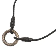 BOTTEGA VENETA (ボッテガヴェネタ) イントレチャートネックレス レザー シルバーのサムネイル