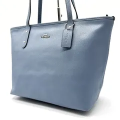 【良品】 COACH コーチ トートバッグ ハンドバッグ  ショルダーバッグ レザー 革 ライトブルー 水色 A4収納可能 ユニセックス 男女兼用 メンズ レディース