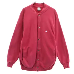 Champion チャンピオン 90s USA製 オールド 刺繍タグ リバースウィーブ スウェット ベースボール ジャケット L マゼンタ系 裏起毛 メンズ 古着