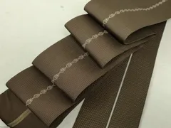 平和屋着物●本場筑前博多織　男性　両面　角帯　間道　黒茶色　単帯　正絹　逸品　DAAT7718ob