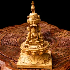 ストゥーパと四面ブッダ像[22.5cm] / レジン　神様 ヒンドゥー教 仏教 置物 仏陀 釈迦 仏像 ゴータマ・シッダ