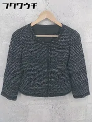 ◇ J＆R ジェイアンドアール ノーカラー ツイード ジャケット サイズM ブラック レディース 【中古】 【1002802330612】のサムネイル