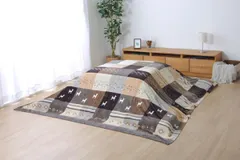 【新品・2営業日で発送】イケヒコ こたつカバー 正方形 上掛けタイプ ギャッベ柄 ノルディック ブラウン 約210×210cm