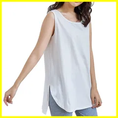 【人気商品】，【特価商品】，【特価】カジュアル かわいい カットソー ノースリーブ ロング インナー 無地 綿 チュニック 重ね着 ゆったり タンクトップ レディース 夏