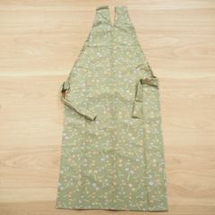 着物エプロン くすみカラー 黄緑 グリーン 萌黄 更紗 着物 エプロン 和装 きもの生地使用 振袖 留袖 訪問着 小紋 きものエプロン 和装小物