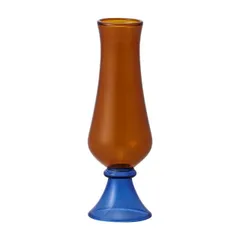 花瓶 フラワーベース Glass Flower+ Soleil ソレイユ amber×azure blue （1個入り） [777-691-260] [p37] ガラス （代引き不可） インテリア ディスプレイ
