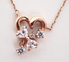 美品 4℃(ヨンドシー) ダイヤハートネックレス K10PG 1.0g ダイヤモンド オープンハート ピンクゴールド 10金 軽量 レディース