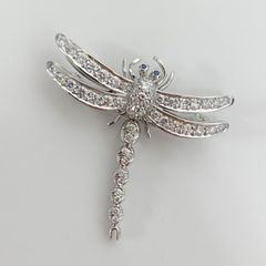 【中古】ティファニー【TIFFANY & Co.】ドラゴンフライ ブローチ ダイヤモンド サファイヤ プラチナ エンチャント トンボモチーフ ペンダントトップ ファインジュエリー エンチャント T&Co. Pt950