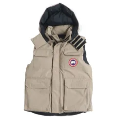 極美品●CANADA GOOSE カナダグース HUDSON/ハドソン 3339JM ロゴワッペン フーデッドダウンベスト ベージュ M カナダ製 国内正規品 メンズのサムネイル