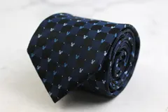 ディズニー ブランド ネクタイ シルク チェック柄 小紋柄 ミッキーマウス TDL PO メンズ ネイビー Disney 【中古】