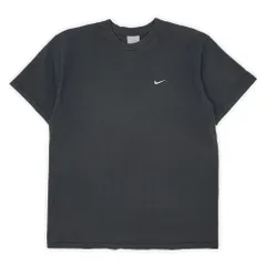 ナイキ NIKE 00s 2000年代 Y2K スウォッシュ スウッシュ ロゴ 刺繍 地番 ワンポイント 半袖 USA アメリカ ヴィンテージ 古着 メンズ Tシャツ カットソー フェードブラック L【中古】