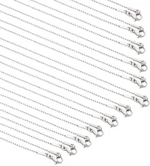 UNICRAFTALE 10本 50cm 太め1mm ボールチェーン ネックレスチェーン 留め具付き ステンレス製チェーン シルバーチェーン ステンレス色( 50cm--太め1mm)