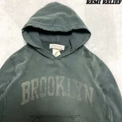 REMI RELIEF スウェットパーカー フーディー ヴィンテージ加工 ウォッシュ加工 プリント "BROOKLYN" Mサイズ 灰緑 カーキ フェードグリーン レミレリーフのサムネイル