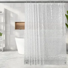 OTraki シャワーカーテン 半透明 幅120cm 丈160cm お風呂カーテン 3Dウオーターキューブ立体加工 プライバシー保護 目隠し 浴室カーテン EVA素材 防カビ 防水 リング付属 Shower curtain 取付簡単 間仕切り バス用品 120