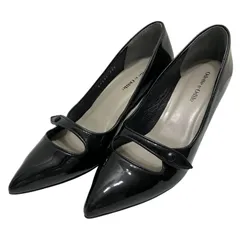 【美品】オデットエオディール (22.5) パンプス ポインテッドトゥ エナメル ヒール ストラップ 希少デザイン