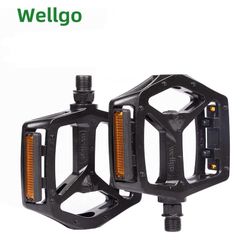 自転車　ペダルセット　wellgo b249du超軽量アルミ　２個セット　フラットペダル　自転車部品　パーツ　自転車アクセサリー　ロードバーク　MTB　電動アシスト自転車　リフレクター付き