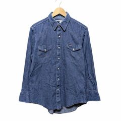 70s Wrangler LONG TAILS ラングラー デニム ウエスタンシャツ 裾上げあり インディゴ ストライプ サイズ 16 ※匂いあり