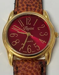 T069 Papini パピニー　腕時計　レディース　レッド文字盤