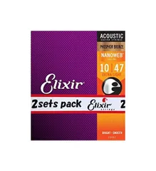 Elixir/エリクサー アコースティックギター弦 #16002 2個セット NANOWEB Extra Light .010-.047 [楽器][消耗品][定形外郵便、送料無料]mer004