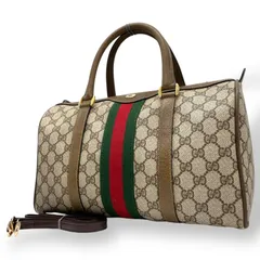 美品 GUCCI グッチ オールドグッチ ハンドバッグ ミニボストン 2way ショルダーバッグ GGスプリーム シェリーライン ヴィンテージ PVC レザー アクセコ アクセサリーコレクション レトロ ブラウン C