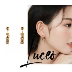ピアス　レディース　金メッキ　おしゃれ　ins風　可愛い　揺れる　プレゼント　誕生日　記念日　結婚記念日　ギフト　お祝い　小石　luceo