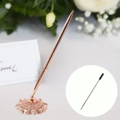 WAN　1　dream デザインペン＆ペンスタンド替え芯 付属 デスクペン 受付ペン スタンド付 ヨーロピアンスタイル ウエディング(ローズゴールド)