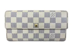 【中古】LOUIS VUITTON ルイ・ヴィトン  財布 ポルトフォイユ サラ ダミエアズール 二つ折り長財布　レザー ホワイト N61735 送料無料