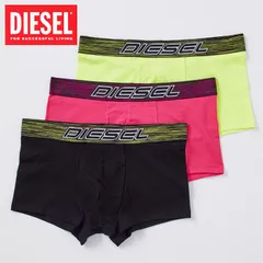ディーゼル DIESEL ボクサーパンツ 3枚セット ブランド 黒 ブラック ピンク ライムグリーン 3Pパック ボクサーブリーフ アンダーウエア ボクサーパンツ ロゴ入り