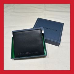 未使用【TOMMY HILFIGER トミーヒルフィガー】財布 ブラック レザー メンズ 二つ折り財布 箱あり