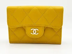 CHANEL シャネル マトラッセ グレインドカーフスキン 3つ折り財布 クラシック スモール  フラップ ウォレット キャビアスキン イエロー ランダム AP0230 超美品
