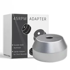 7インチEPレコード用 アダプター アクセサリー ソリッドアルミニウム製 耐久性のある インサート型アダプター 45回転 (Silver)