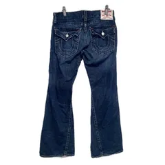True Religion フレアジーンズ ダークブルー TRUE RELIGIONフレアデニム ダメージ加工 ダークブルー - メルカリ