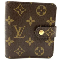 美品 LOUIS VUITTON ルイ・ヴィトン M61667 コンパクトジップ 財布 ブラウン モノグラム 二つ折り財布 レディース メンズ ヴィンテージ USED