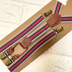 サスペンダー メンズ  おしゃれ スーツ おすすめ 結婚式25mm 調節可能 カジュアル ベージュ 赤紺 ネイビー 高級感 フェイクレザー