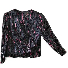 シアーブラウス　シースルー　 エレガンス ブラウス　ウエストデザイン  シアー素材  長袖トップス　クルーネック　ブラック　レディース　日本製