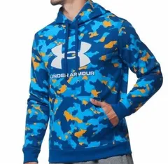 ☆【新品】アンダーアーマー UNDER ARMOUR メンズ スウェットパーカー 裏マイクロフリース 1360091 定価7150円 カモフラ 青 S■L24397AWS21（4）5/20