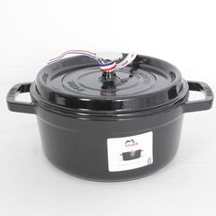【新品】ストウブ ピコ・ココット ラウンド 22cm シャイニーブラック 40508-886 ホーロー 両手鍋 本体 大きい 両手 ホーロー 鍋 IH対応 【日本正規販売品】STAUB
